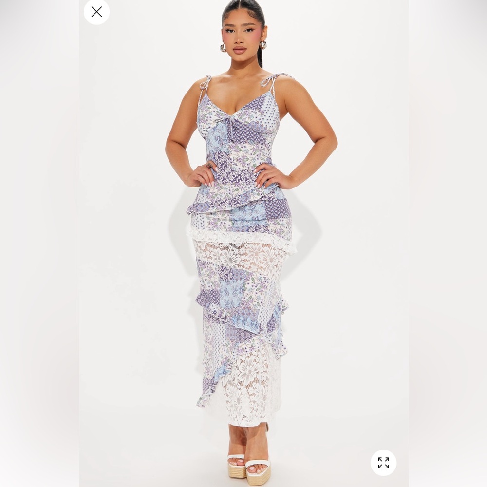 Paisley Chiffon Maxi Dress - Blue/combo